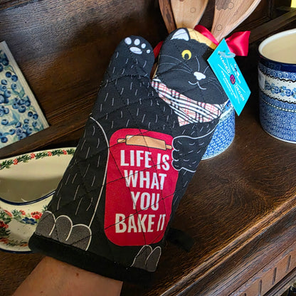 Mitt ~ Black Cat Life is What You Bake It Oven Mitt