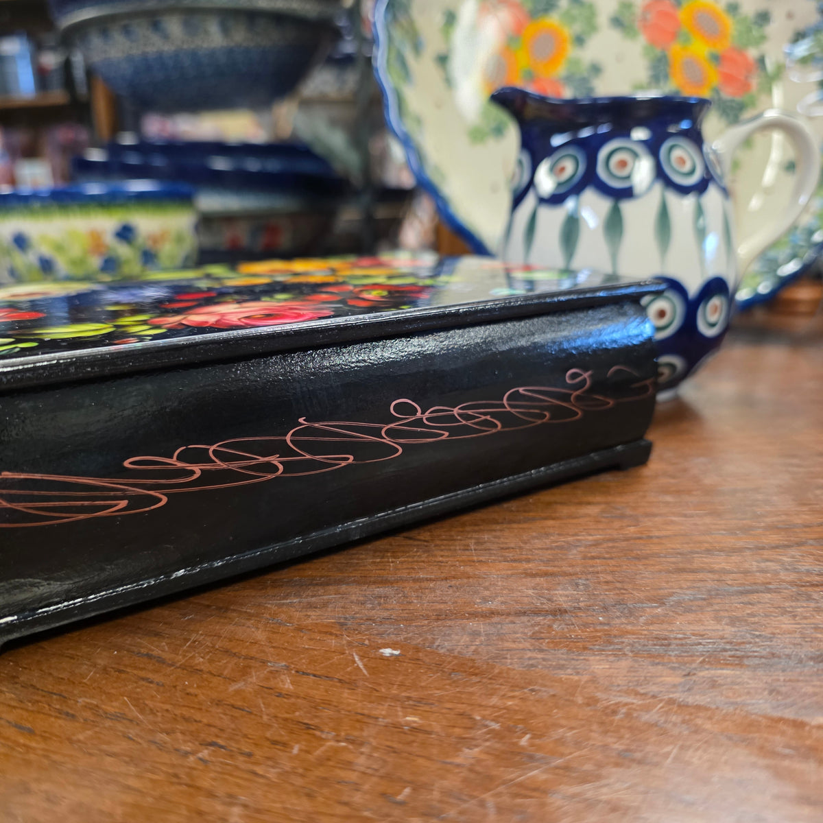 Box Zhostovo Flowers Handmade Lacquer Jewelry Box ~ Made in Serbia