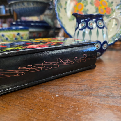 Box Zhostovo Flowers Handmade Lacquer Jewelry Box ~ Made in Serbia