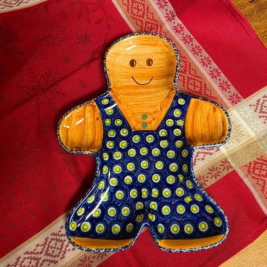 Gingerbread boy Plate Blue 9" x7"