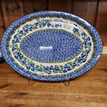 Platter   Oval   10' X 14.5" 614-2273X  Winter Viola pf0526  (includes FREE wooden display stand)