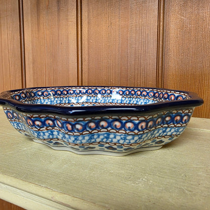 Bowl   Oval Fluted   6" x 7.5" A27-U408c U4 pf0526 Blue Jacek Chyla