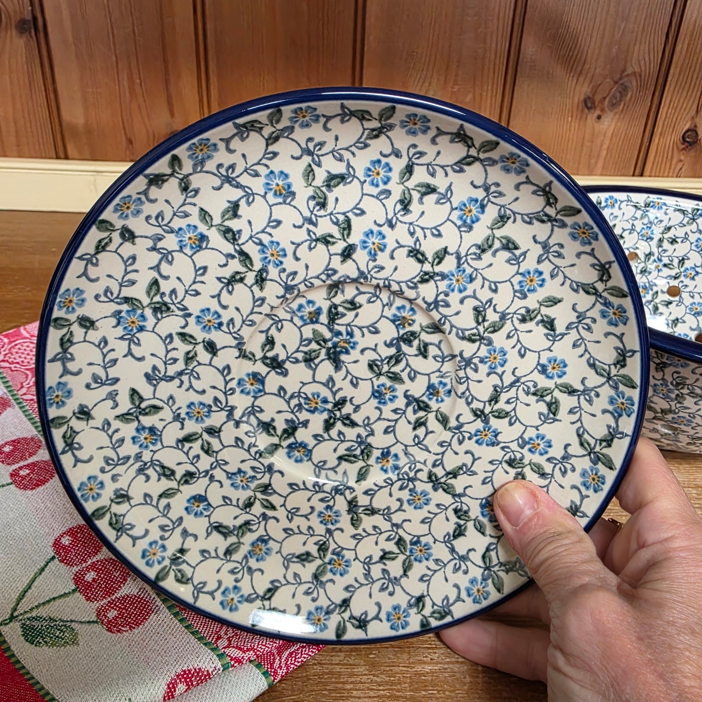 Berry Bowl w/ Saucer   8"W  470-2089X  Forget Me Knots pf0526