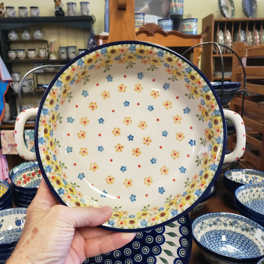 Baker ~ Round w/ Handles ~ 8" 419-2225X Buttercup