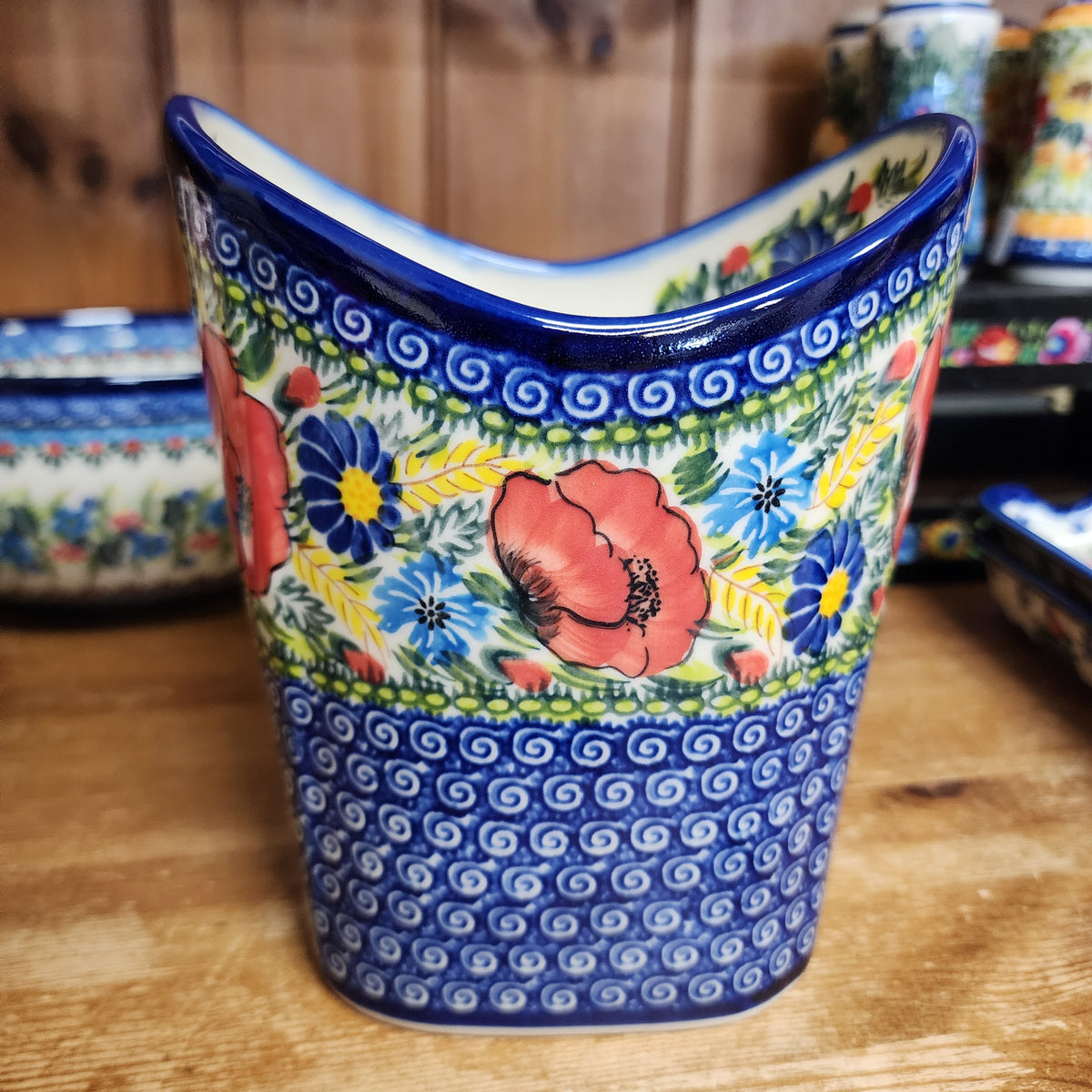 Basket ART2 / 188 Red Poppy  Utensil Holder / trash can