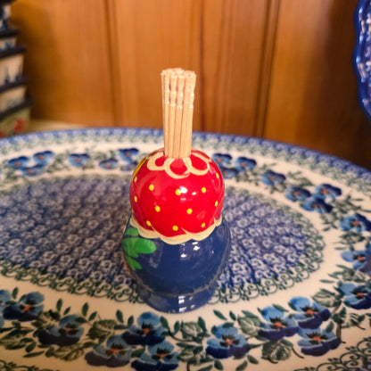 Wooden (A4 ~red top / blue bottom) toothpick holder