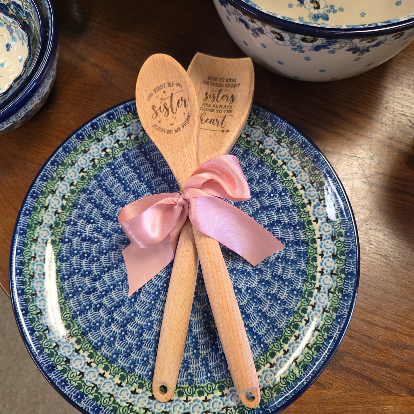 Wood 2 Pc Sister set ~ Two Spoons