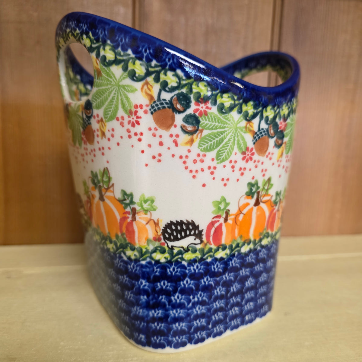 Basket ART /Hedgehog pumpkin Utensil Holder 1103 (6.5" H x 5.5"w)