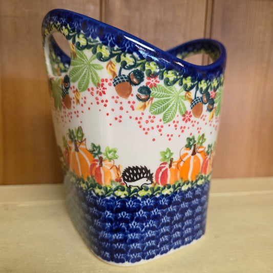 Basket ART /Hedgehog pumpkin Utensil Holder 1103 (6.5" H x 5.5"w)