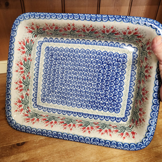 Baker ~ Rectangular w/Rim ~ Lasagna ~ 11.25" x 13.75" 854-1437X Crimson Bells