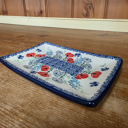 Sushi Plate 7"x4 3/4" C27-2901X  Red Poppy Garden pf0526