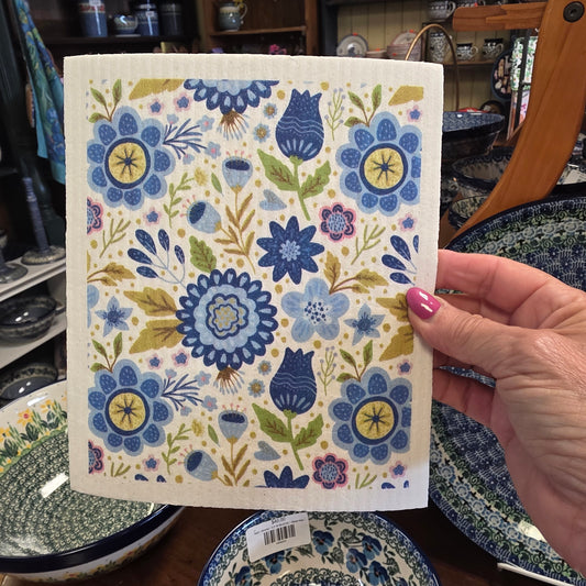 Dishcloth Blue Blooms  (Swedish Dishcloth)