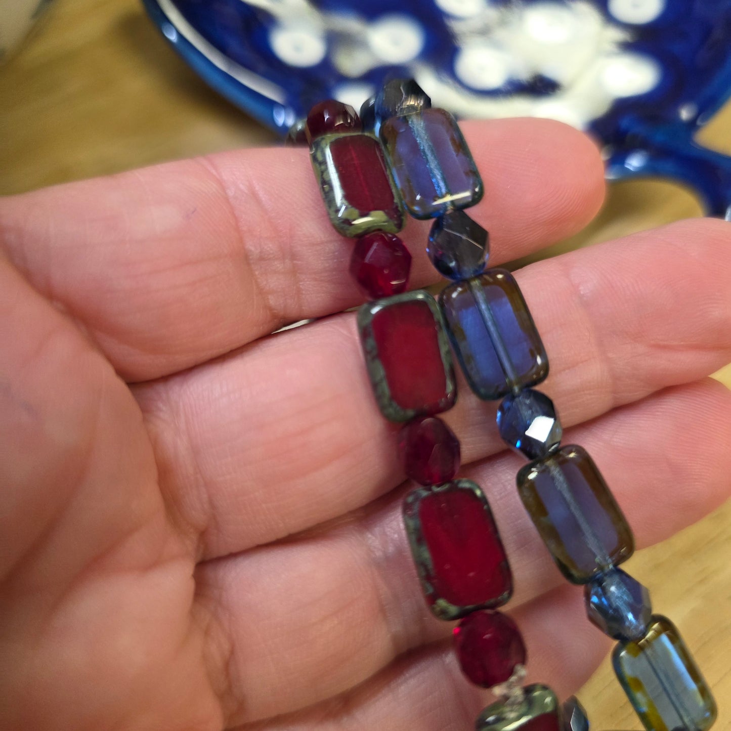 Bracelet / 2 pc blue/red