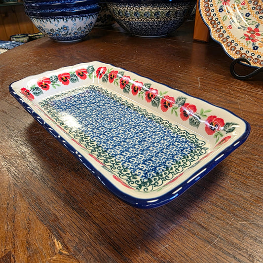 Rectangular shallow tray     2538X ~ Red Pansy
