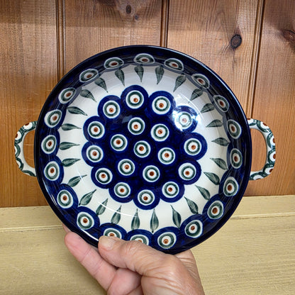 C40 ~ Round Baker w/handles - 6-3/4"    C40-0054X  Peacock pf0526