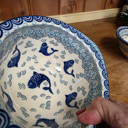 Fish Shaped Bowl ~ Medium 2372X ~ Deep Blue Sea ~ Koi Fish