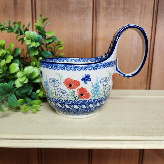 Bowl w/ Loop Handle   16 oz  845-2901X  Red Poppy Garden pf0526