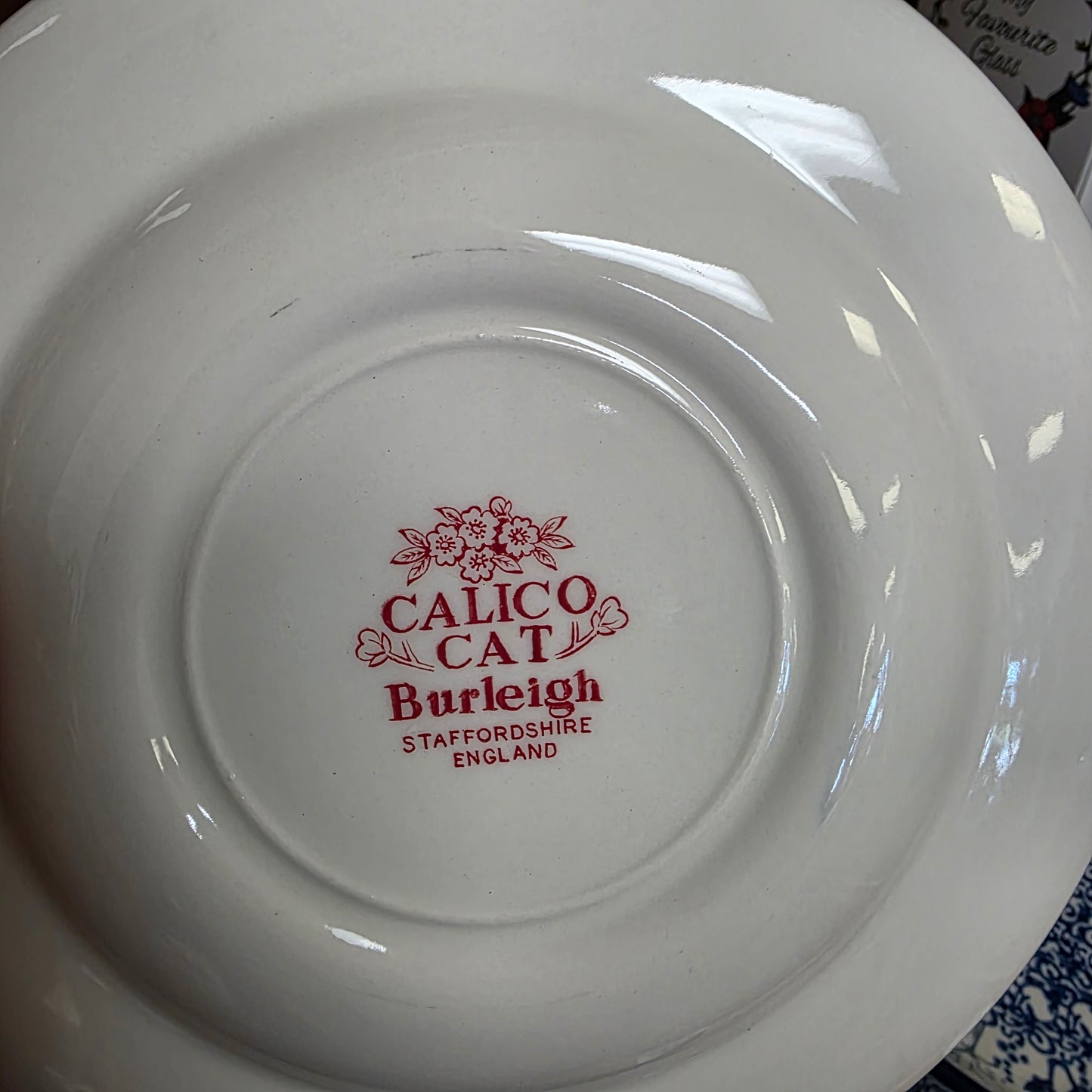 Burleigh ~ RED Plate 6.75"  Calico Cat  *** NOT Polish Pottery