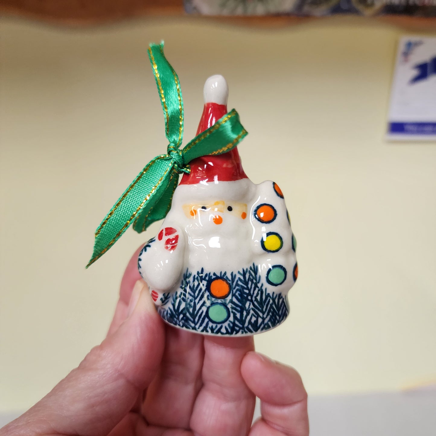 Ornament ~  Santa (3") with tree DOTS
