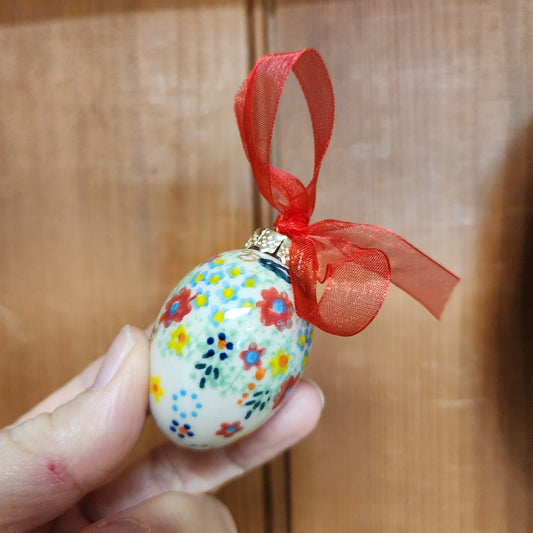 Egg Ornament green orange / small 1.5" egg