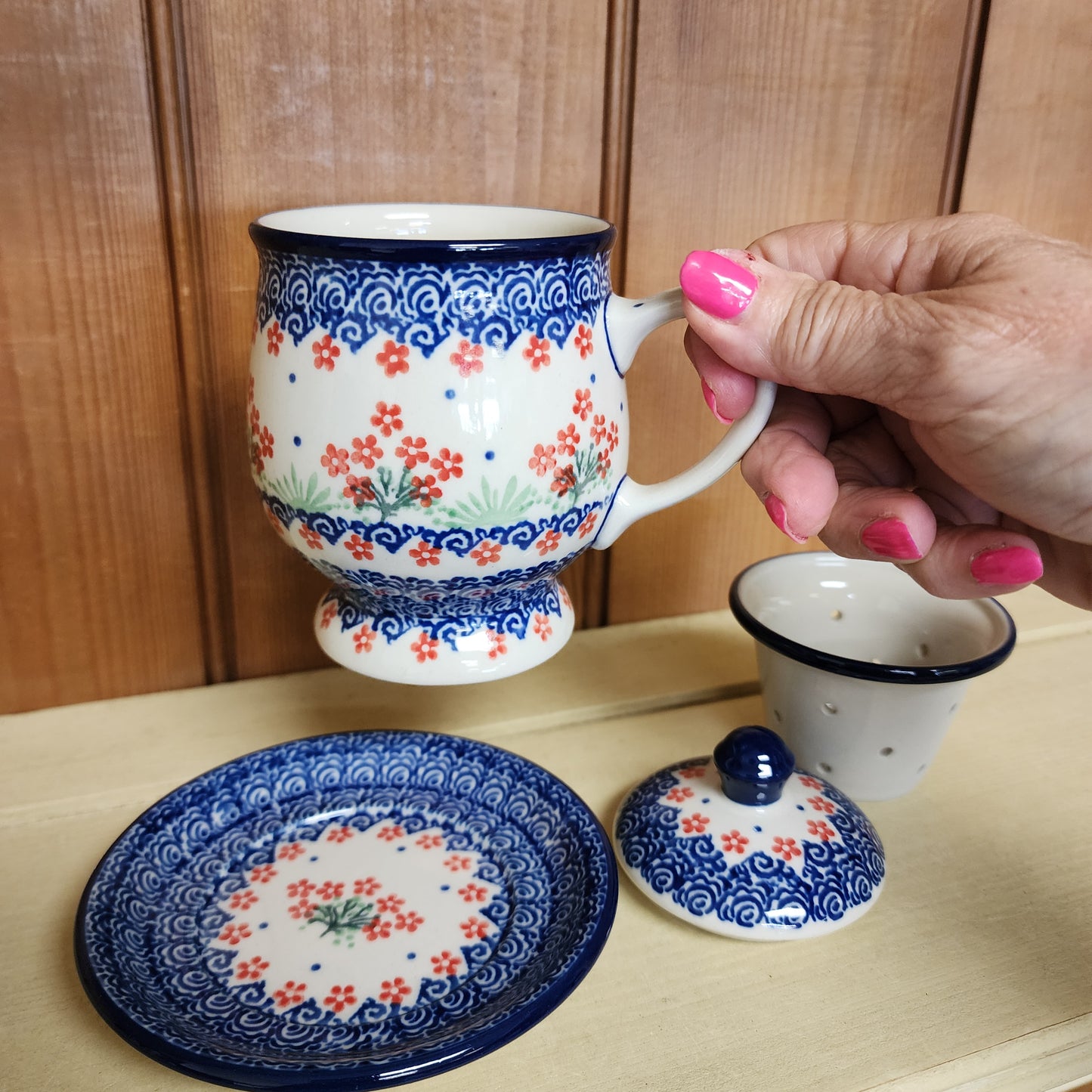 Mug w/Infuser and Saucer ~ 12 oz. 122-3223X pf0425