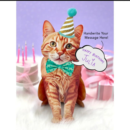 Card ~ Tabby Cat w/accessories pop up card