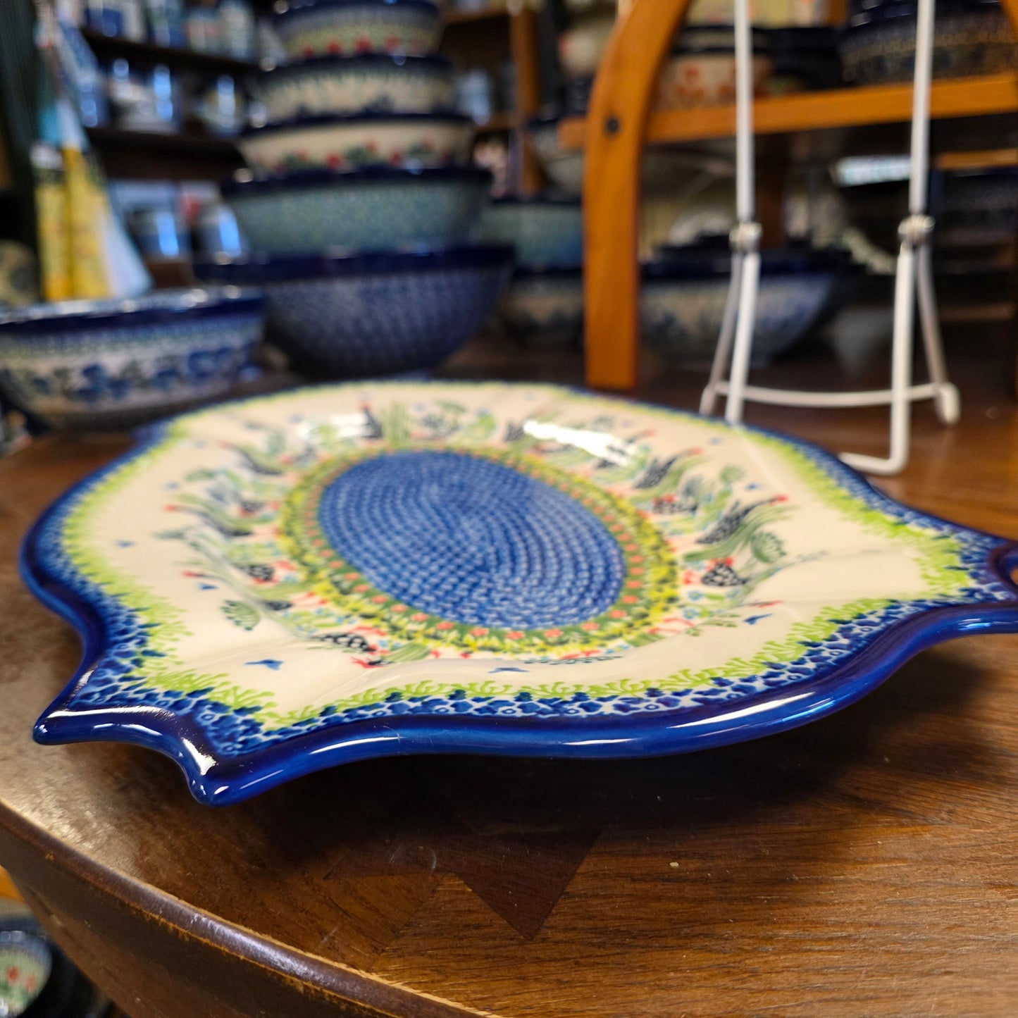 Platter 18"x12"  Black & White Chickens / Cezar large