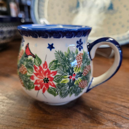 Mug 12 oz small cardinal  poinsettia 710