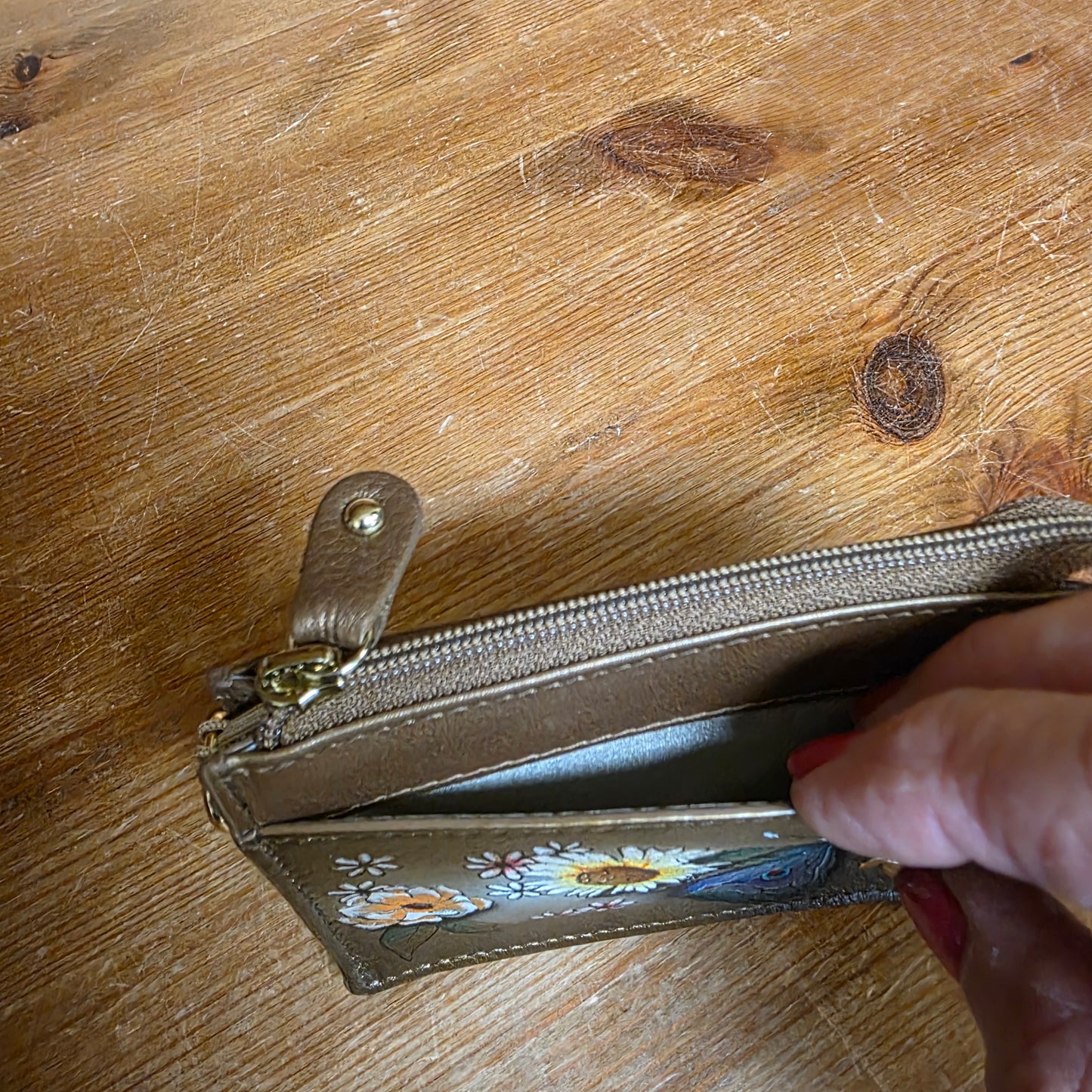 Anuschka ~ Card Case / zip RFID bronze