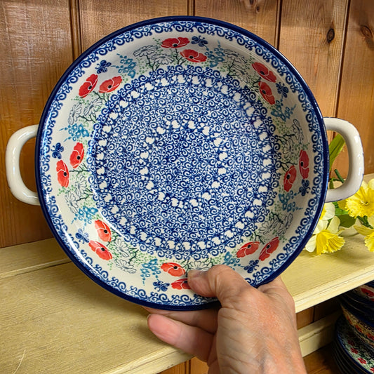 Baker   Round w/ Handles   8" 419-2901X  Red Poppy Garden pf0526