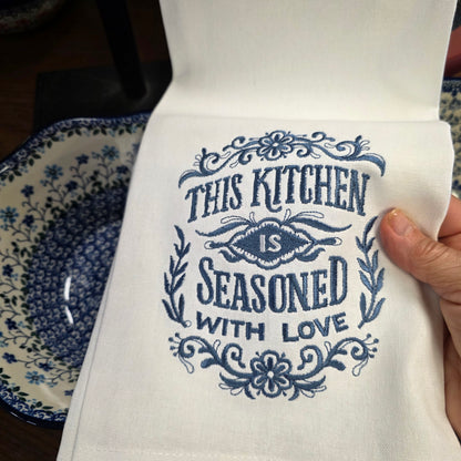 Towel ~ Seasoned with Love  Embroidered Towel, Kitchen