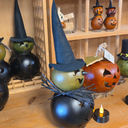 Gourd Fiona Witch 11" Lumiinary with battery tealight