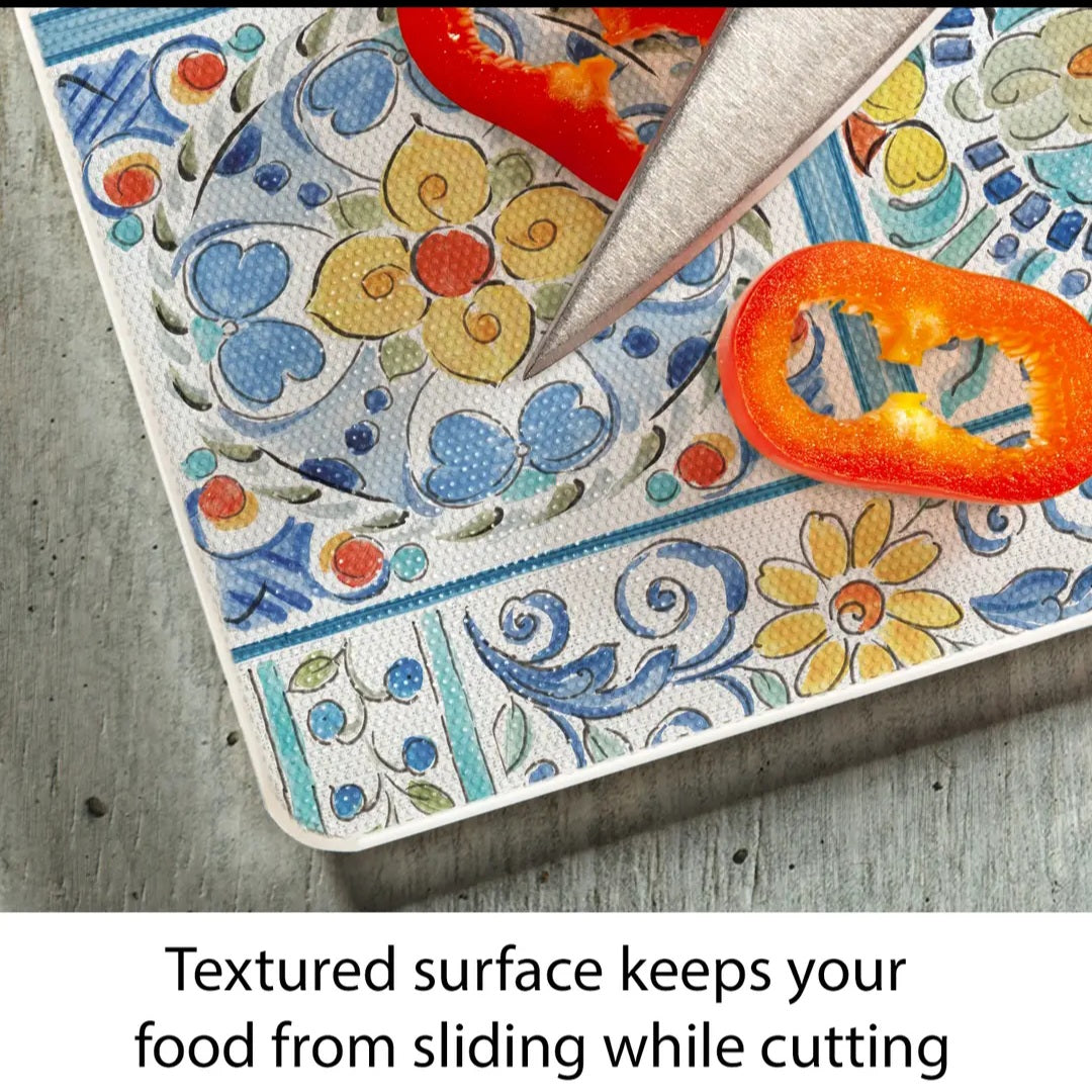 Cutting Board Tiles Morning Bloom / Counter Saver Glass 8" x 10". **Not Polish Pottery