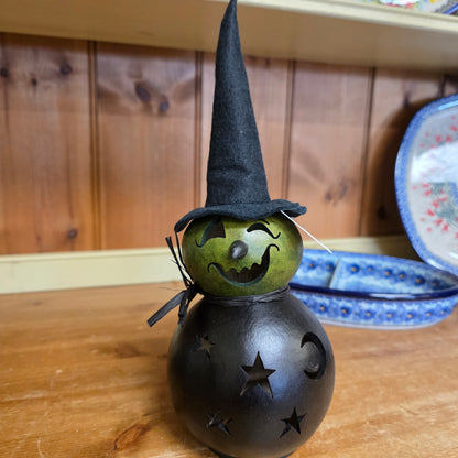 Gourd Fiona Witch 11" Lumiinary with battery tealight