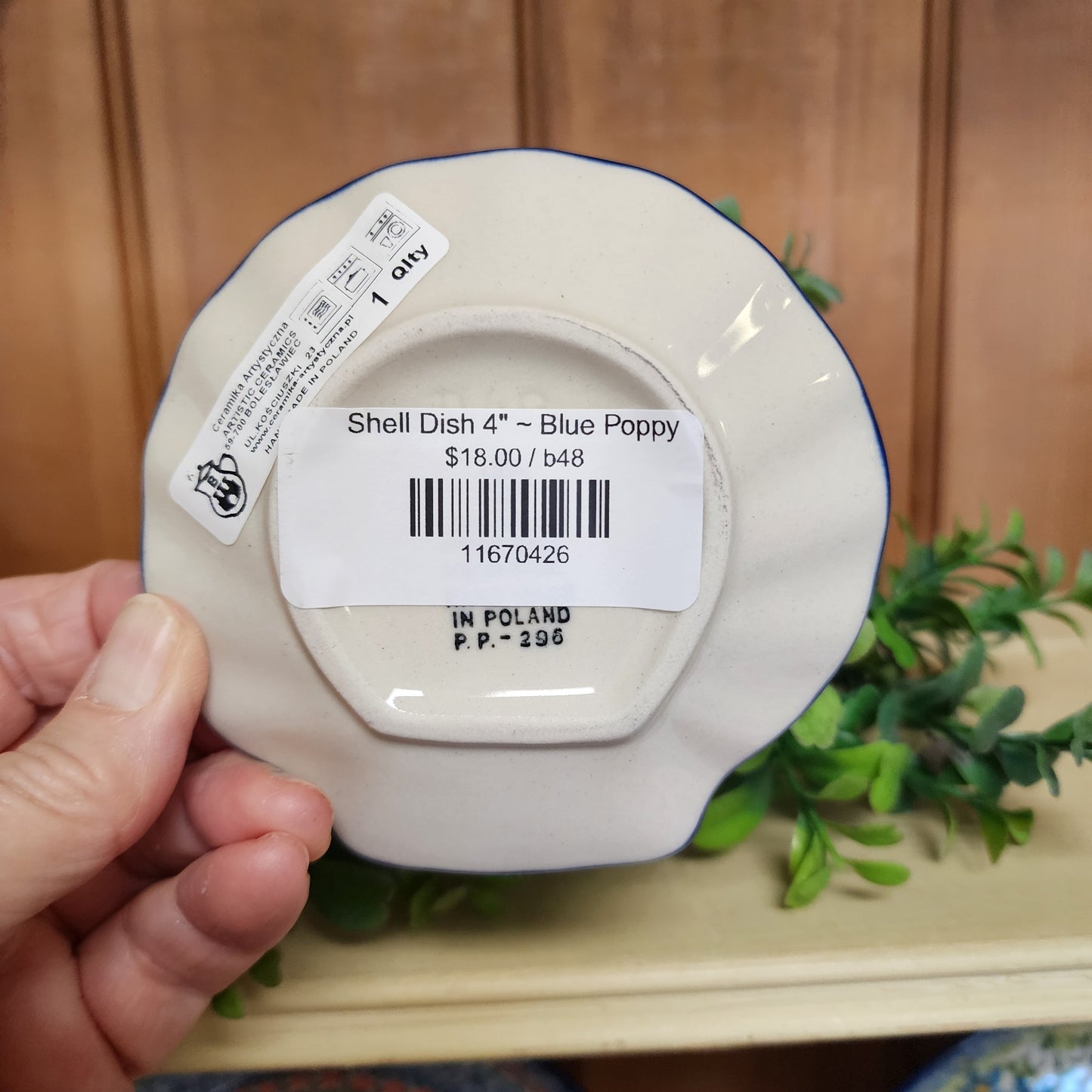 Shell Dish 4" ~ Blue Poppy