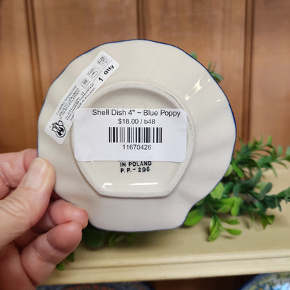 Shell Dish 4" ~ Blue Poppy
