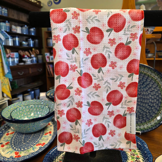 Towel /poly ~ Plaid Apple Waffle Dish Towel