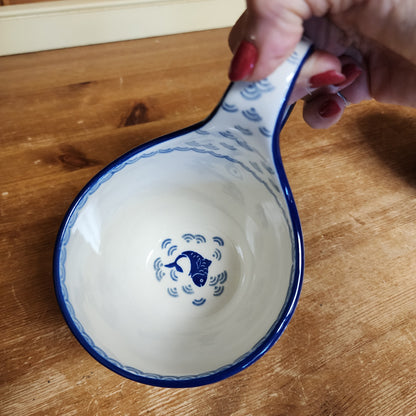 Bowl w/ Loop Handle ~ 16 oz 2372X ~ Deep Blue Sea ~ Koi Fish