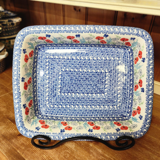 Baker Large  Rectangular w/Rim   Lasagna  11.25" x 13.75" 854-2901X  Red Poppy Garden pf0526 Large Lasagna