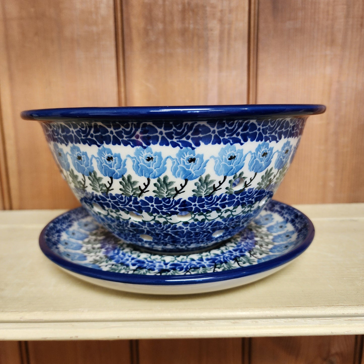 Berry Bowl w/ Saucer ~ 8"W 1390X ~ Antique Rose