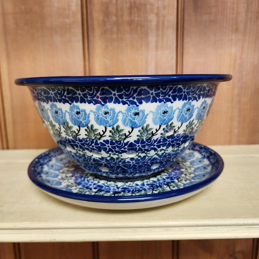 Berry Bowl w/ Saucer ~ 8"W 1390X ~ Antique Rose