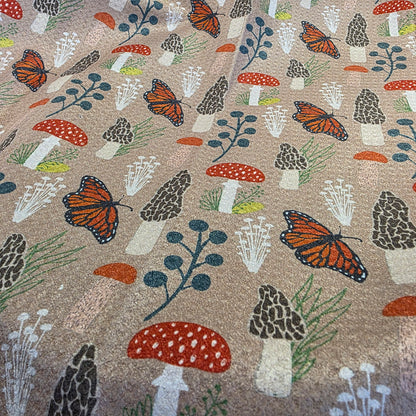 Towel /poly ~ Morels and Monarch Butterflies Waffle Recycled Dish Towel mushroom