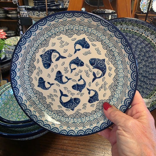 Plate ~ 7.75" 2372X ~ Deep Blue Sea ~ Koi Fish
