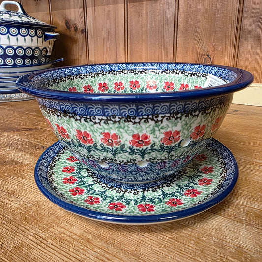 Berry Bowl w/ Saucer   8"W  470-1916X  Maraschino pf0526