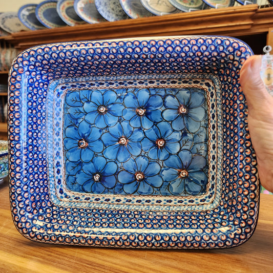 Baker   Rectangular w/Rim   9.25" x 11"L 856-U408C  U4 pf0526 Small Lasagna Blue Jacek Chyla