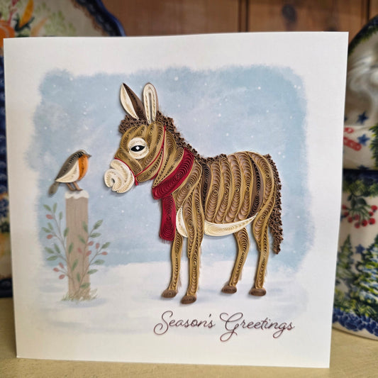 Card ~ Winter Donkey & Friend Quilling
