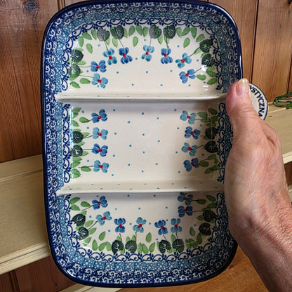 Divided Dish  6.5" x 9.25" 393-2668X  Dutch Iris pf0526