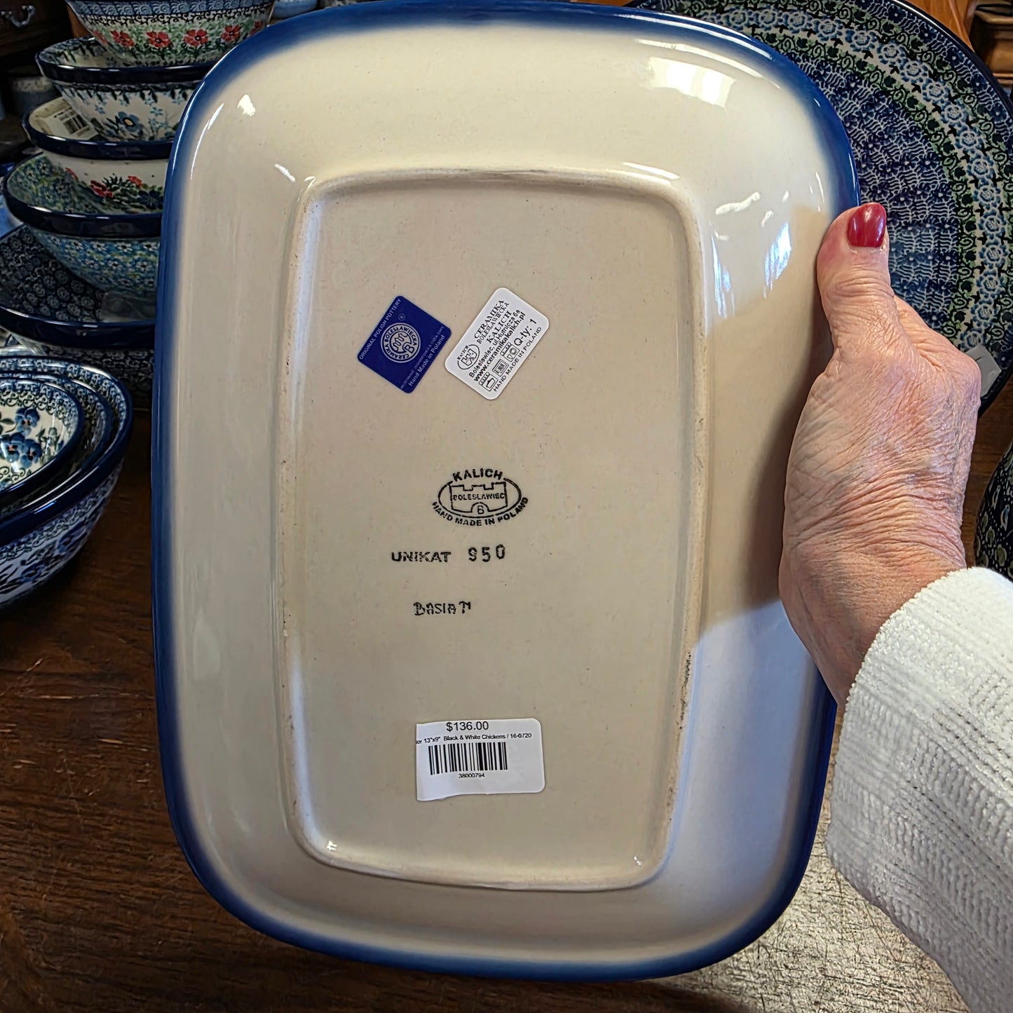 Platter 13"x9"  Black & White Chickens