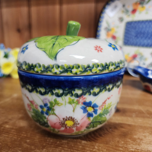 Apple Baker Jar 4.5" Pink flowers