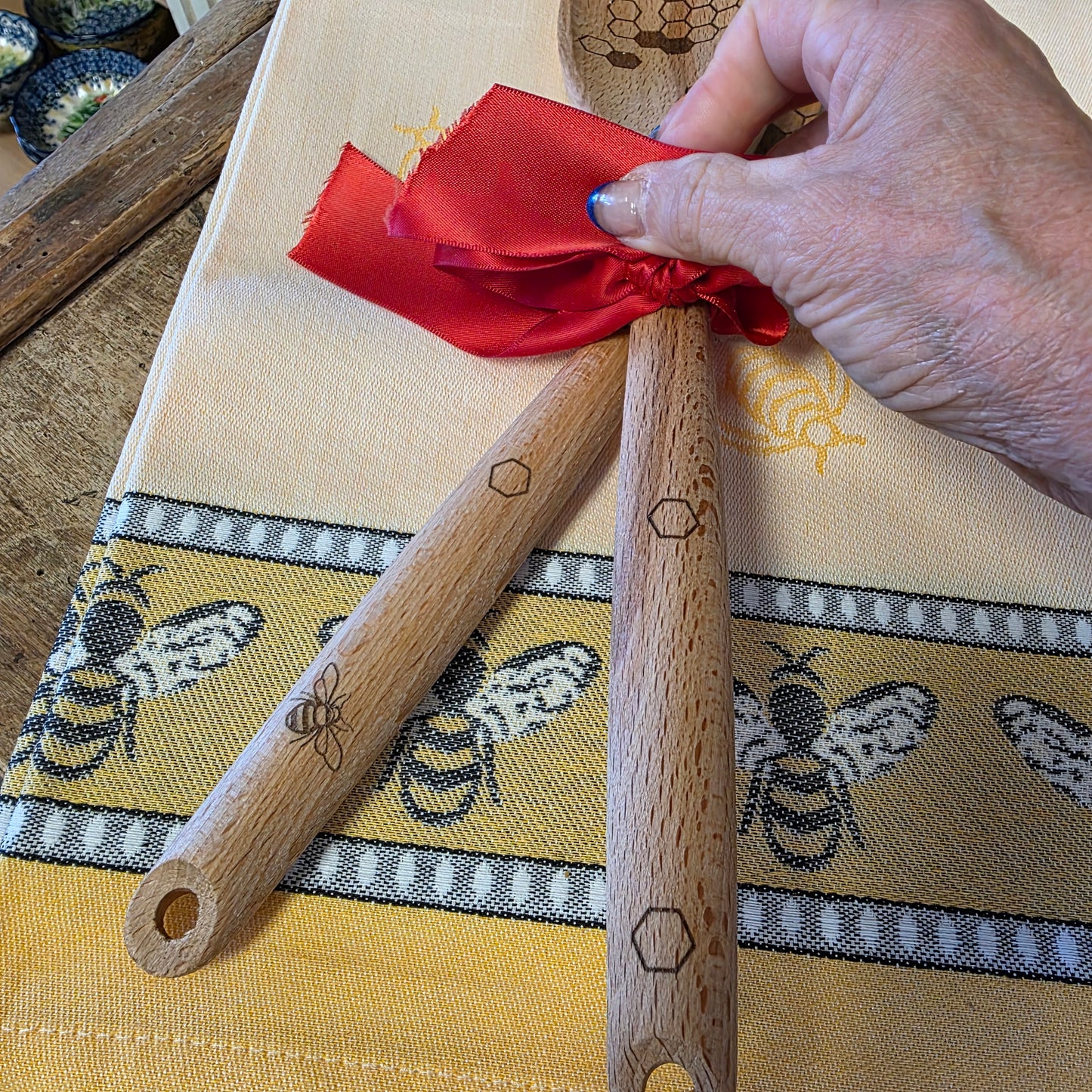 Bundle ~ Bee towel and wooden spoons (Save $10)